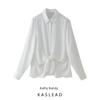 Kaslead New Arrival Women's Fashion Style Bow Tie Drape Loose Long Sleeves Lapel Casual Shirt 2298057
