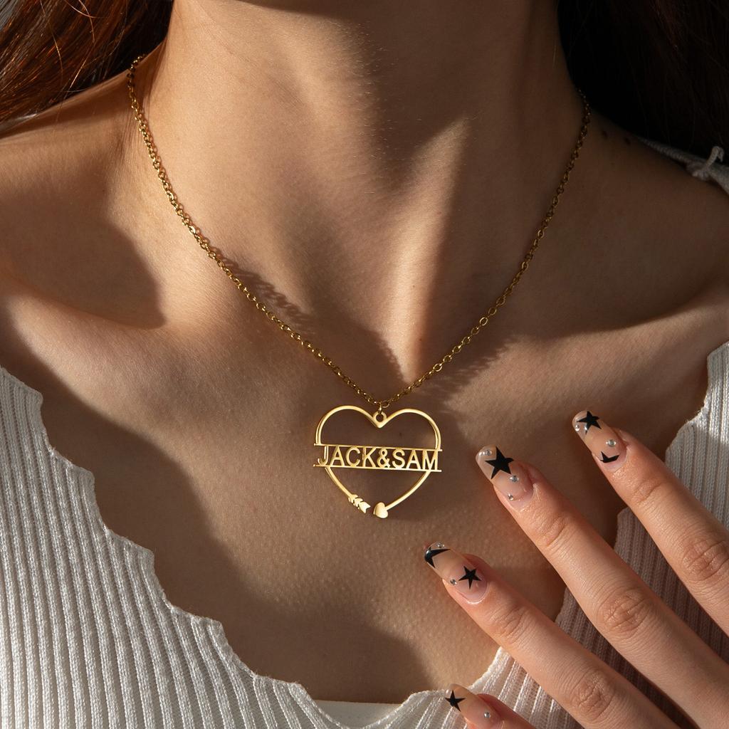Atoztide Personalized Custom Name Necklaces for Women Unlimited Heart Pendant Stainless Steel Link Chain Christmas Jewelry Gift