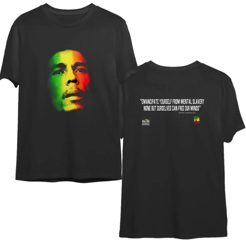 Vintage 90s Bob Marley T-Shirt – Emancipate Yourself Quote, Double-Sided Print
