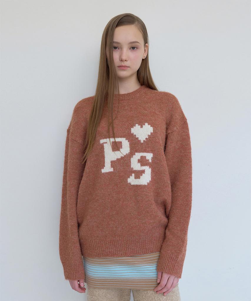 PISCESS Hairy Jacquard Sweater_Orange
