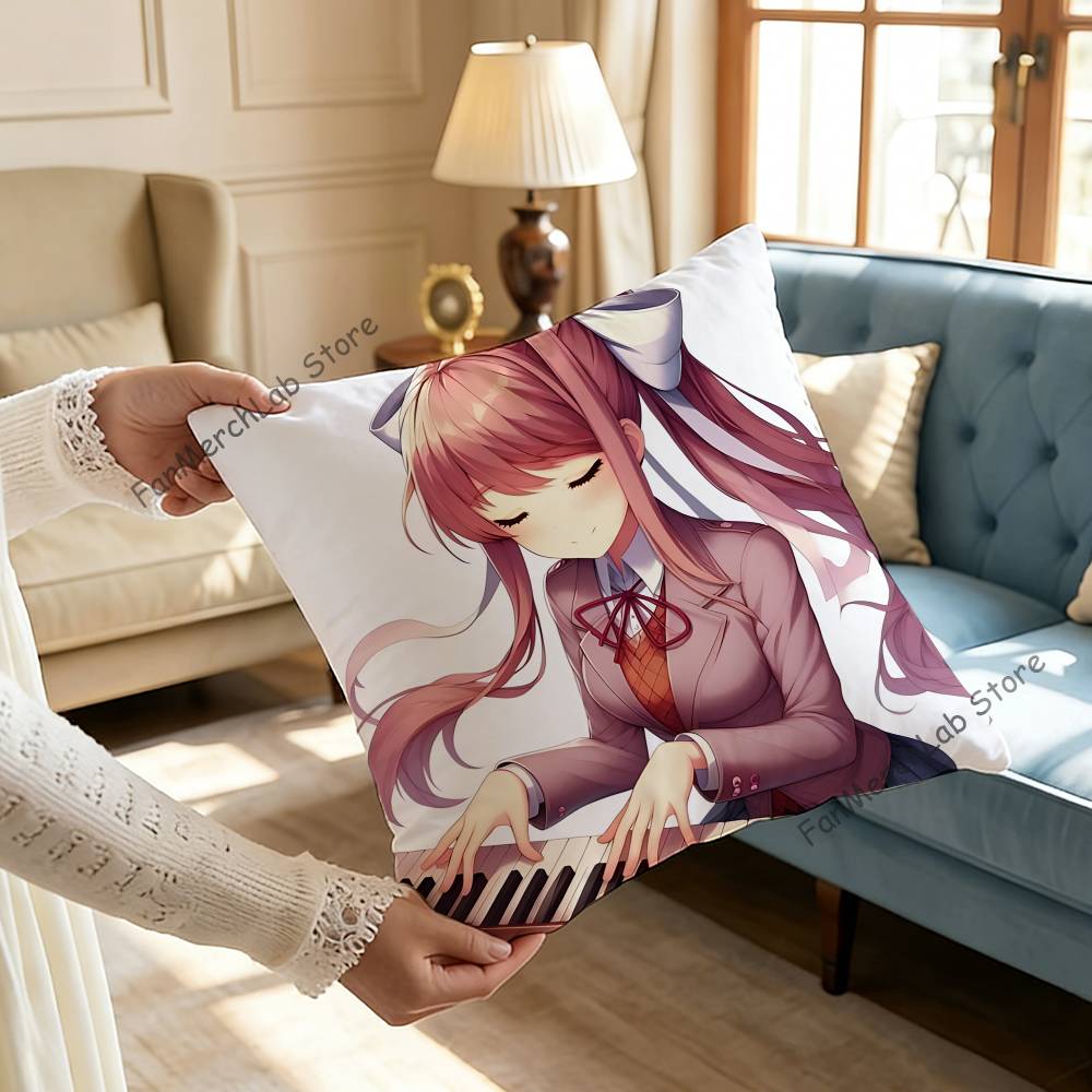Cartoon Character MMonika Pillow Case Plush Fabric Soft Pillowcase Double Sided Print Sofa Cushion Cover Throw