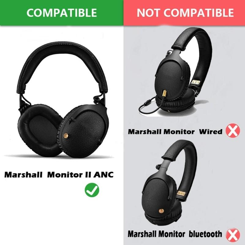 Replecement Ear Pads Earcups For Marshall MONITOR II ANC Wireless Headphones Headset Leather- Sleeves Earpads
