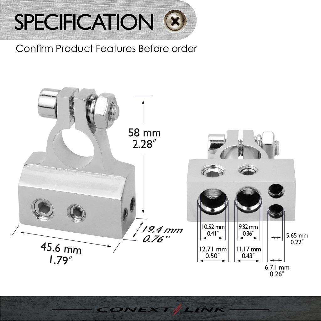 2 x Conext Link BTZ1-2 Terminal Positive Negative 8 4 2 1/0 Gauge