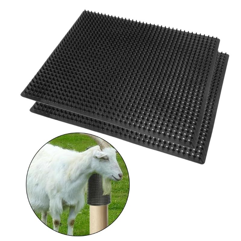 2PCS Livestock Grooming Mats With Mounting Nail Scratching Post Pad For Various Farm Animal Horse Cow Cattle Grooming