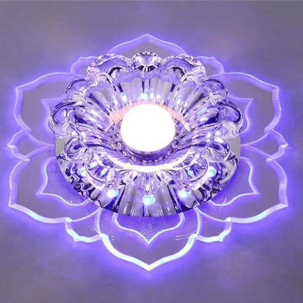 Home Decoration 9W LED Ceiling Lights Crystal Petals Modern Crystal Flower Chandelier Creative Ceiling Spotlights Balcony Porch