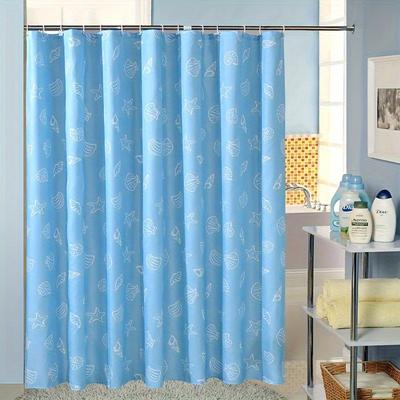 1Pc Waterproof Ocean Shell Shower Curtain - Polyester, Mildew - Resistant, No - Punch, 72"×72", 12 Hooks
