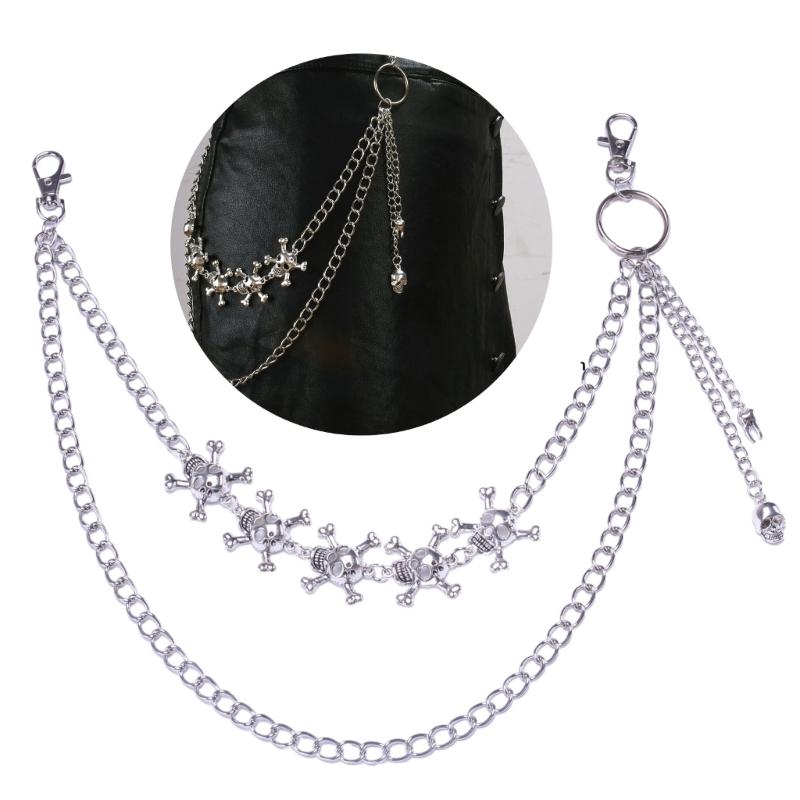 Hiphop Pants Jeans Chain Hollow out Skull Trouser Chain Biker Heavy Thick Wallet Pocket Chain Body Jewelry for Girls