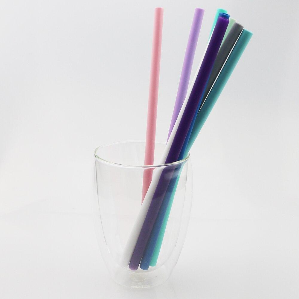 Farge Silikon Reise sugerørsett Gjenbrukbart fleksibelt sammenleggbart sugerør med rensebørstepose