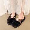 2025 French Large Size Flat Bottom Versatile Bag Head Half Slippers Femininity Slippers Fashion with Skirt Gentle Fluffy Shoes