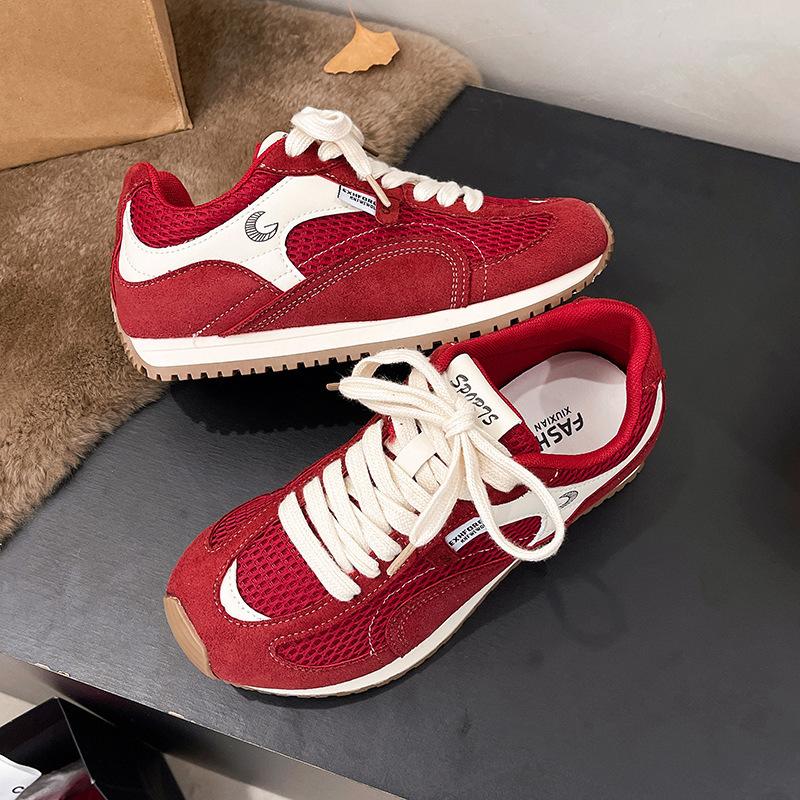 Ballet Style Retro Color Matching Flat-bottomed German Training Shoes Women's 2025 New Fashionable Versatile Mesh Breathable Forrest Gump Shoes