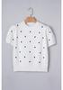 Winter Polka Dot Knit Sweater - Women's Short Sleeve Round Neck European American Fashion