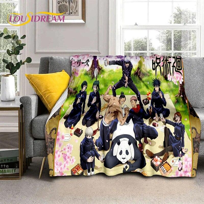 Anime Jujutsu Kaisen Itadori Yuji 3D Blanket,Soft Throw Blanket for Home Bedroom Bed Sofa Picnic Travel Office Cover Blanket Kid