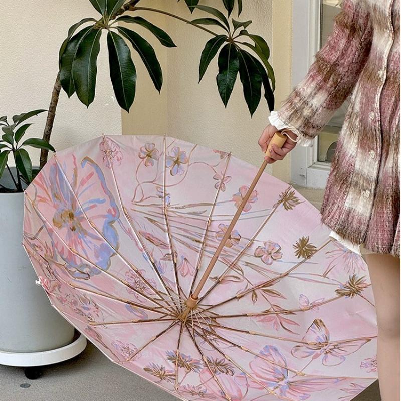 16-bone Enlarged Folding Sunblock Umbrella for UV Protection Rain and Sunshine Beach Outdoor and Daily Commuting