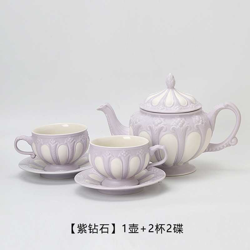 Afternoon Tea Set, Coffee Cup And Saucer Set, Spoon, French Retro Relief British Teapot Cup