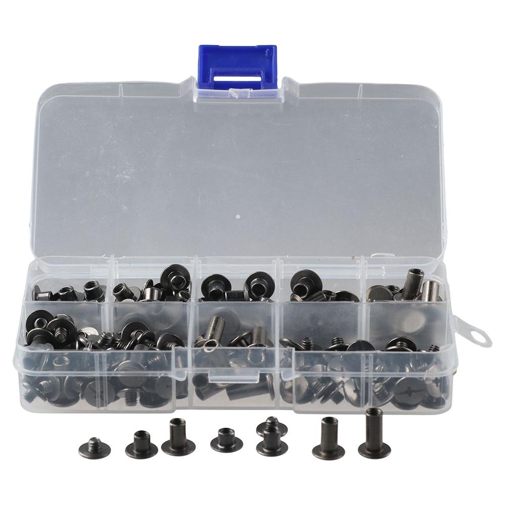 Black Leather Rivets Assorted Size Screw Rivets Purse Repair Chicago Binding Screws  Leather Craft
