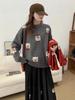 Women's Red Christmas Loose Knit Pullover Sweater - Autumn/Winter Korean Style, Round Neck
