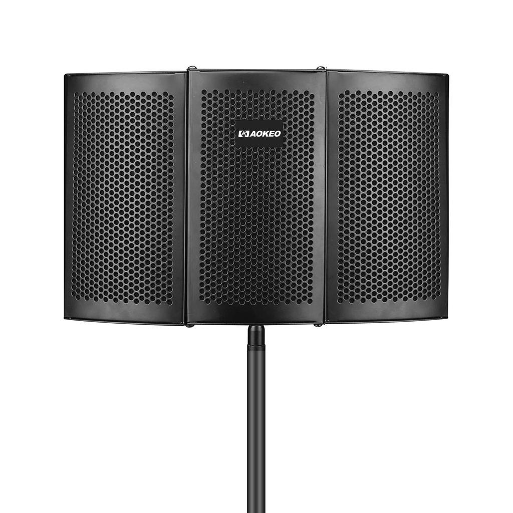 Aokeo Microphone Soundproofing, Sound Absorbing Shield, Foldable Microphone Isolation Shield for Vocal Recording and Broadcasting, Reflection Filter,