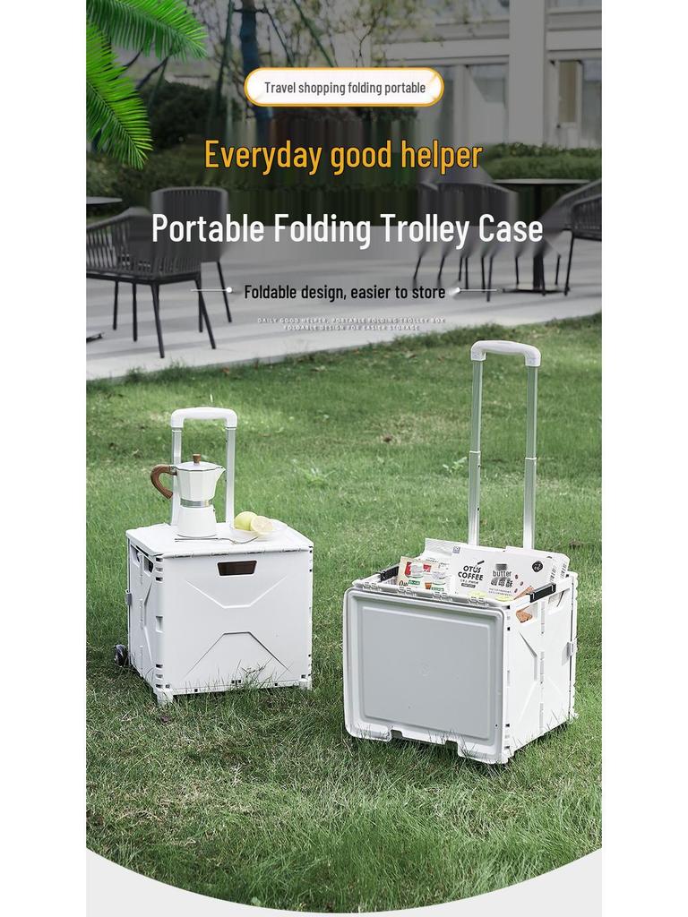 Tragbarer Faltbarer 4-Rad-Einkaufswagen für Lebensmittel und Camping-Aufbewahrung