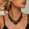 Banquet Ball Champagne Gold Water Drop Jewelry Set Court Style Party Necklace Earrings Dress Match Artifacts