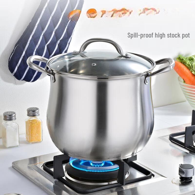 Zhishi 304 Stainless Steel Anti-Overflow Soup/Stew Pot, 22cm