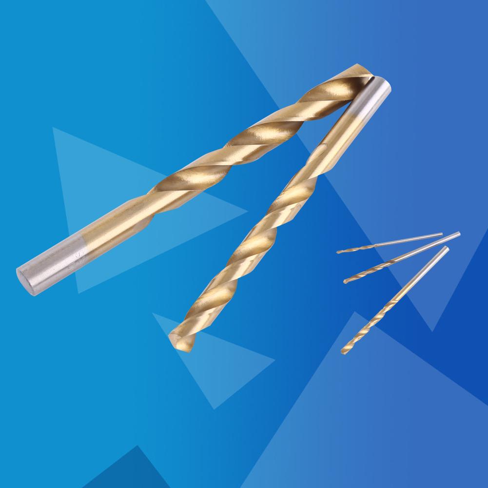 19pcs High Speed Steel Titanium Coated Twist Drill Bit Set 110mm Straight Shank