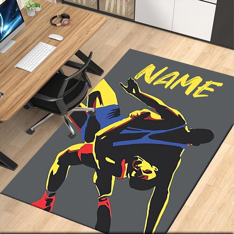 Custom Name wrestling Printed Carpet, for Office Chair Living Room Bedroom Kitchen Room Decor Gifts.