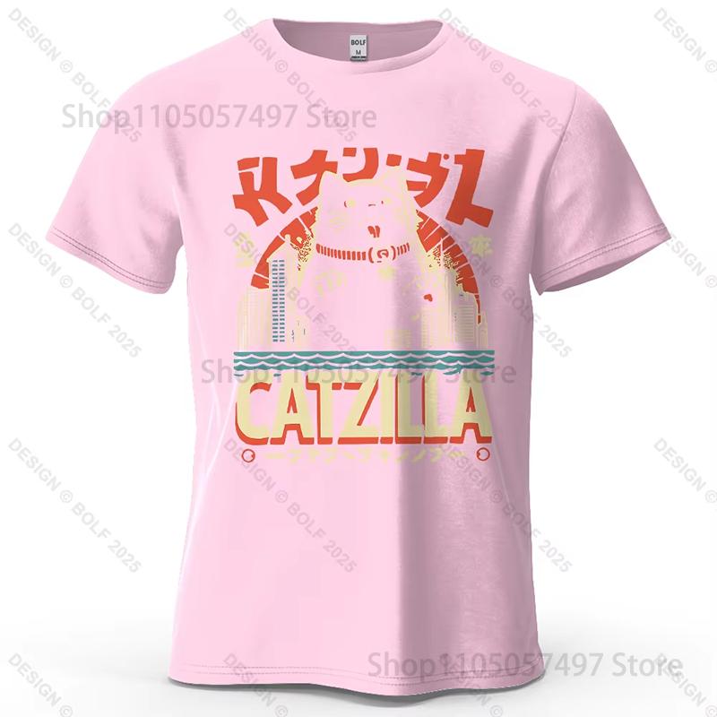 Catzilla Funny Printed Unisexs Tshirt Fashion Oversized Trendy Graphic Tees For Women Tops Tees Streetwear