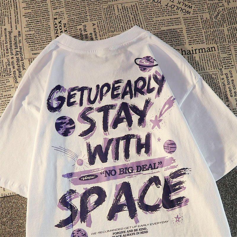 

Летняя женская футболка с коротким рукавом и буквенным принтом, уличная одежда в стиле хип-хоп с короткими рукавами, винтажная футболка, свободная футболка XS белый