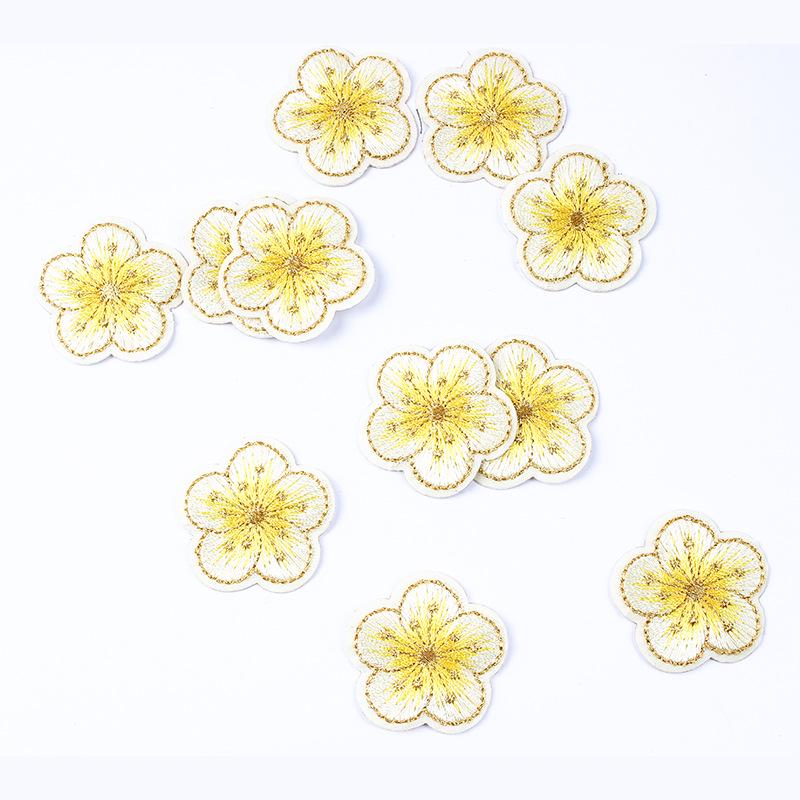 Little Plum Blossom Self-Adhesive Embroidery Patch: Cute Decoration for Clothes, Hats, or Home Textiles