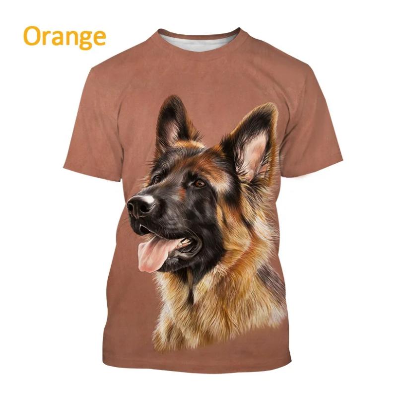 Unisex Fun Dog 3D Printed Cute T-shirt Summer German Shepherd Pattern Round Neck Short Sleeve Top
