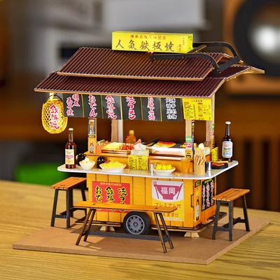 Nowy Domek DIY Ręcznie Robiony Drewniany Scena Gry Jedzeniem Dom Dla Lalek Akcesoria Popularne Teppanyaki