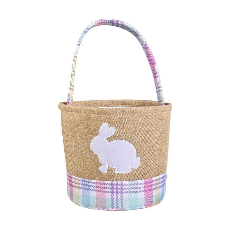 

Reusable Striped Easters Decoration Basket Featuring Rabbit Patterns For Treat Storage And Tabletop Displays рожевий