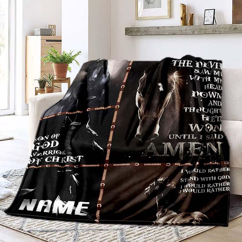 Dark Horse Customize Your Name Blanket Warm Comfortable Soft Blanket For Chair Office Sofa Bed Sofa Office Camping Suitable For Gifting Relatives And