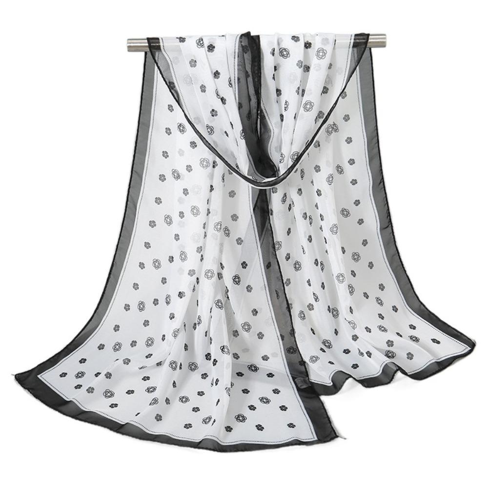 Weicher Chiffon-Schal mit Blumendruck für Damen, Wickeltücher, Neuer Sonnenschutz-Schal
