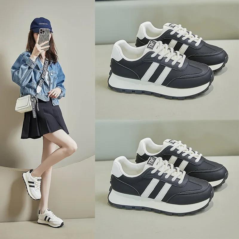 Women's Sports Shoes with Mesh Breathable Round Toe Thick Sole and Raised Dad Shoes Comfortable and Multifunctional