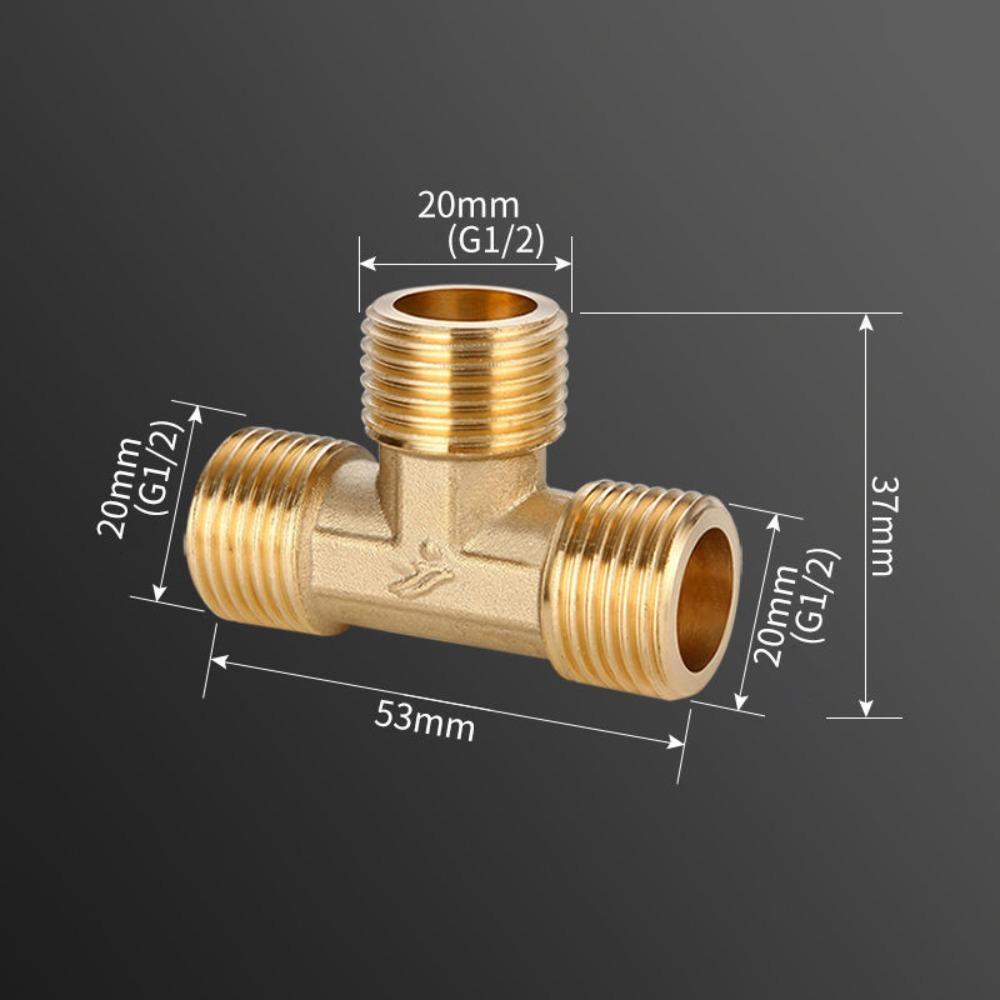 New 1/2 BSP Pneumatic Plumbing Connector Tee Type Male/Female Thread Brass Pipe Fitting Copper Fittings