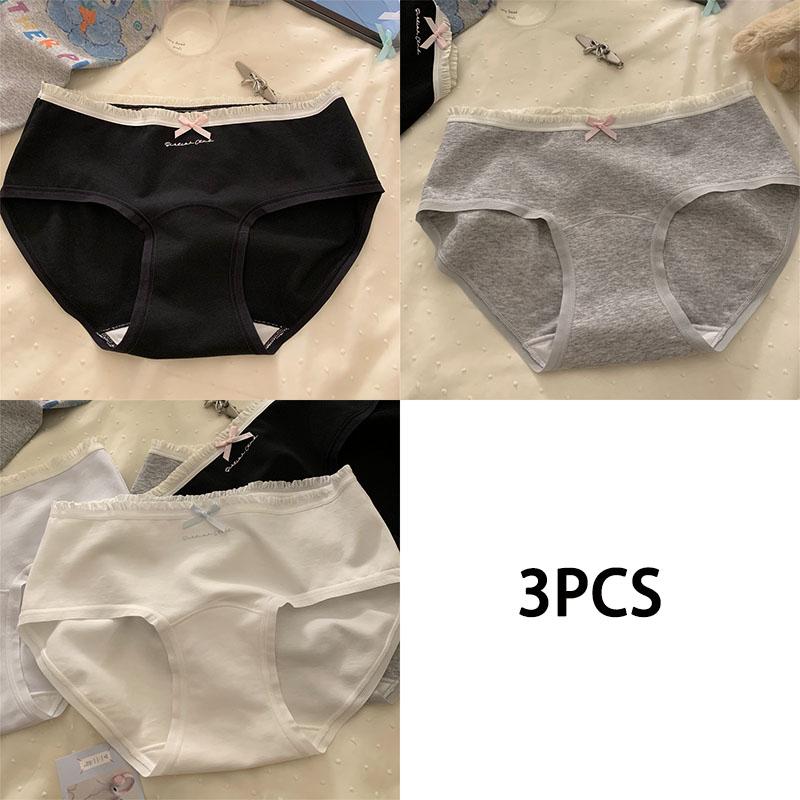 

3PCS Ladies Mid-waist Plus-size Panties with Extended Crotch XL