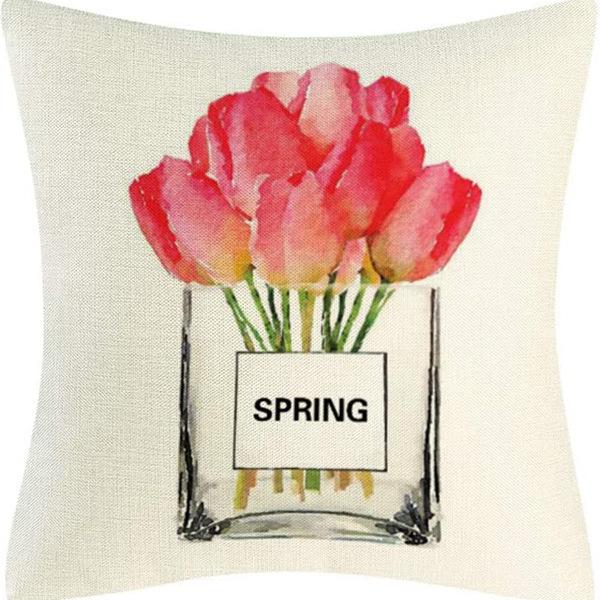 Retro American Plant Floral Print Linen Pillow Case Living Room Sofa Car Pillow Cushion