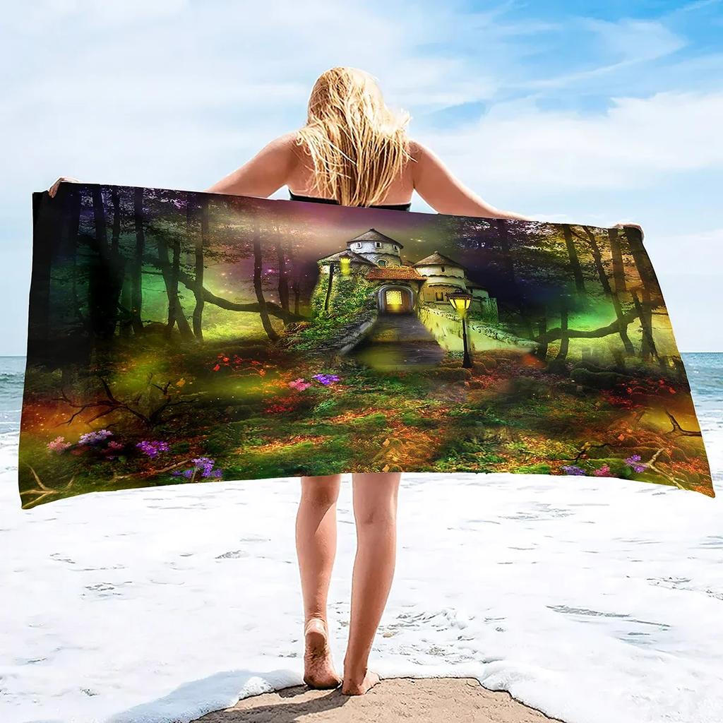 Oversize Beach Towel, Extra Large Towels,Forest Print Cool Travel Pool Towel,Soft and Quick Dry Swim Towels for Women and Girls