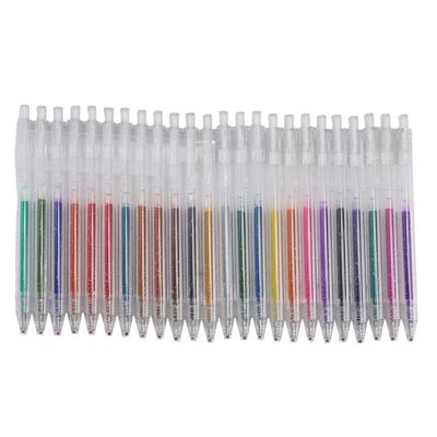 24 Χρώματα Gel Πένας με Γκλίτερ 1mm Μύτη Πολυλειτουργικοί Μαρκαδόροι Γκλίτερ για Ημερολόγια Διακόσμηση Ημερολογίου