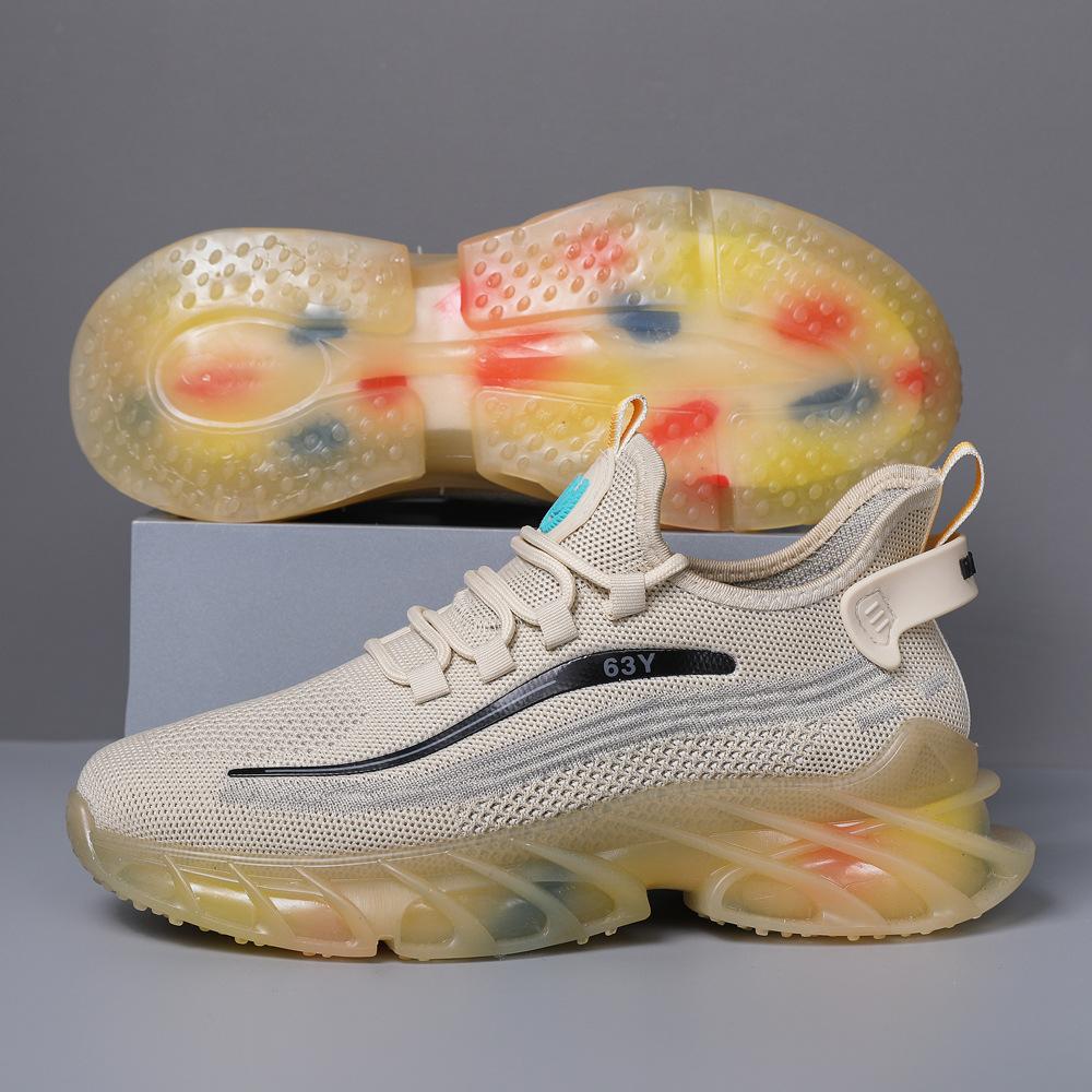 Men's basketball shoes outdoor casual running shoes fashion versatile men's shoes flying woven shoes 2024 spring sports shoes