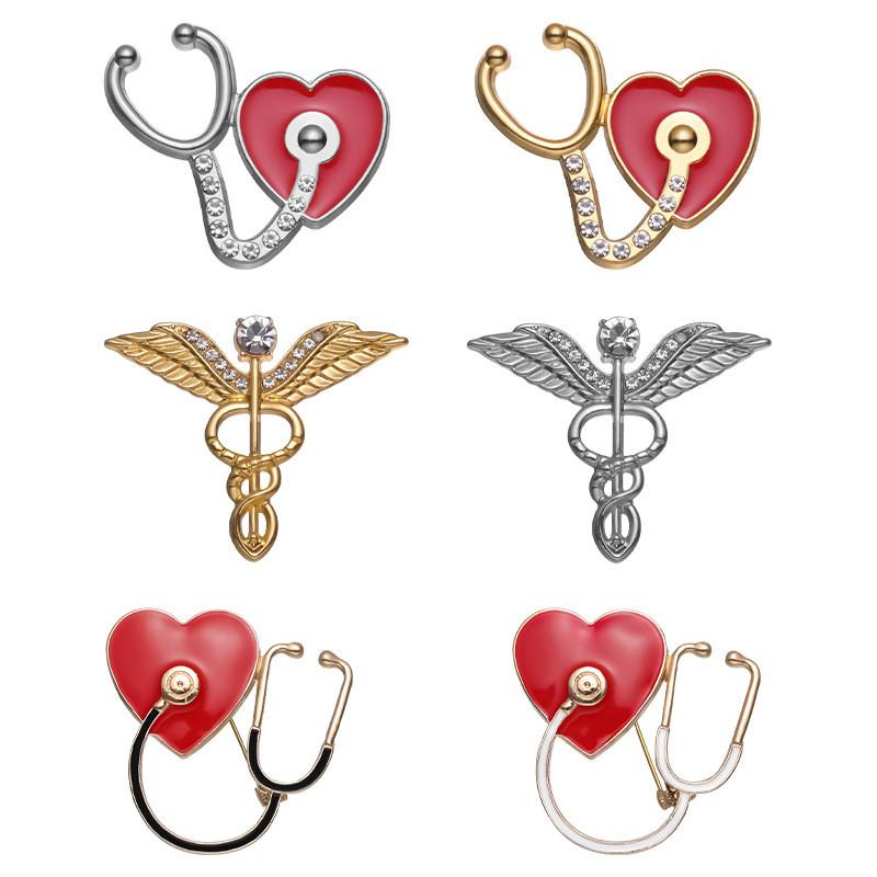 Unique Cartoon Style Medical Brooch Stethoscope And Ecg Design For Doctors And Nurses