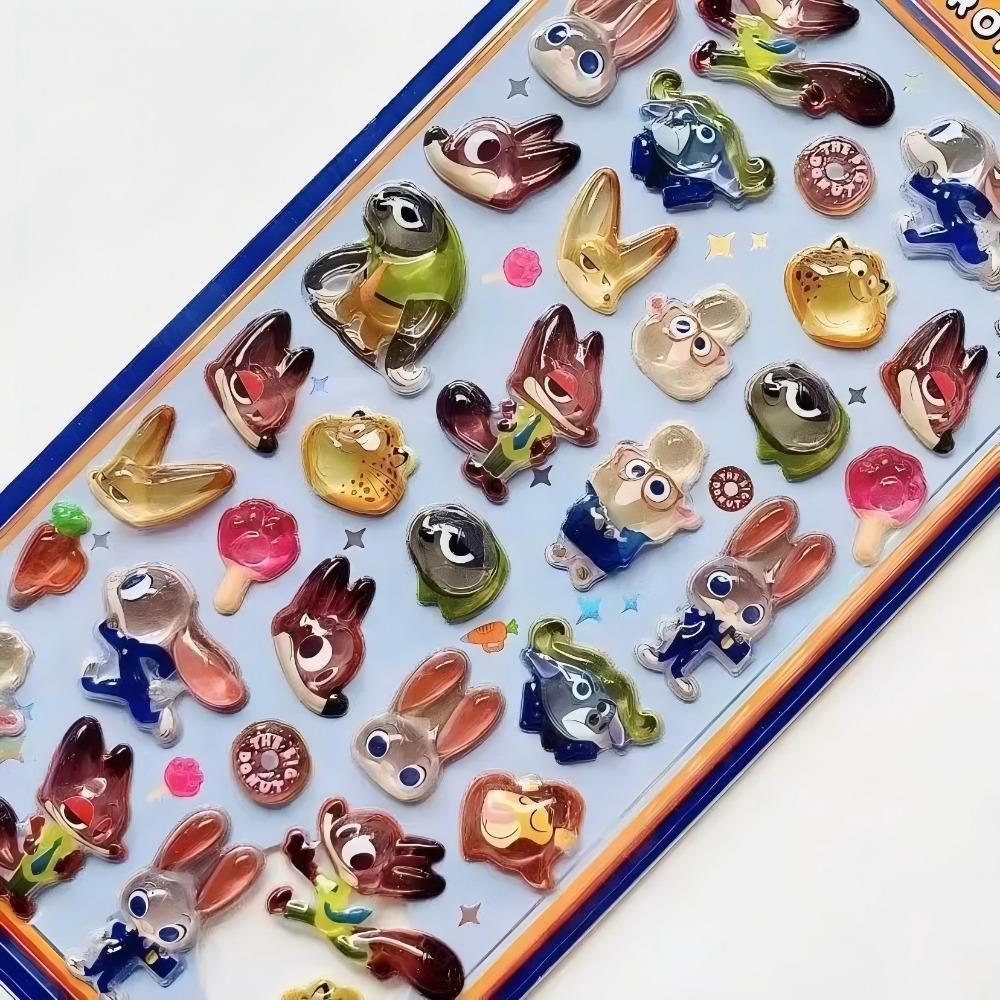 New Kawaii  Zootopia Stickers 3D Transparent Jelly Crystal Cartoon Anime Cute Decals For Diy Notebook Phone Case Diy