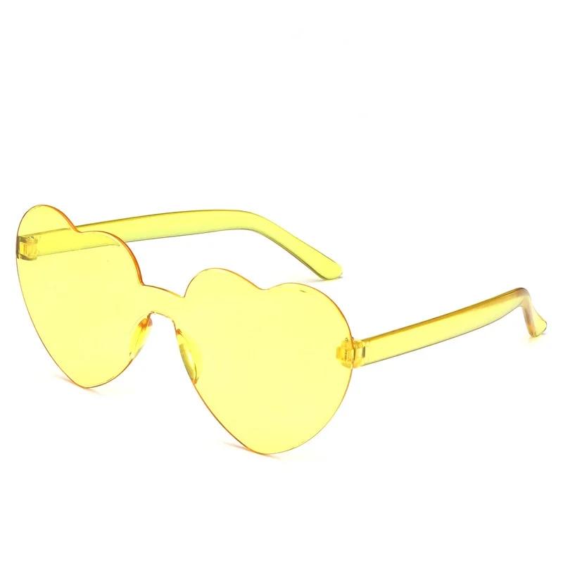 Women Colors Polycarbonate Heart Shape Tinted Party Sunglasses Girls Vintage Uv400 Colors Rimless Polarized Sun Glasses