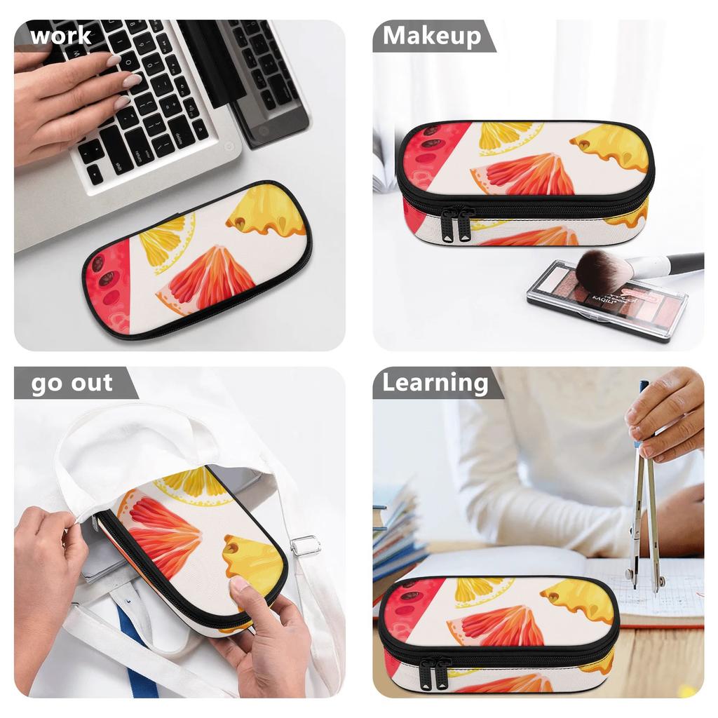 Pen Case Simple Design Durable Polyester Fabric Zipper Closure with Main Compartment Mesh Pocket and Pen Slots for Everyday Study