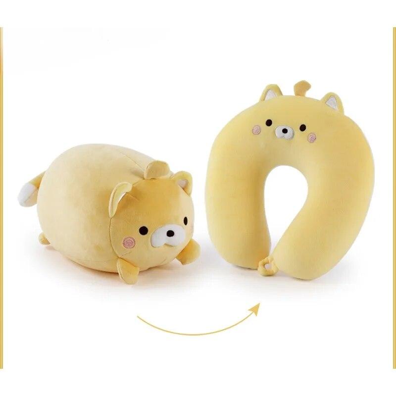 Cartoon Plush U-Shaped Pillow with Transformable and Multi-Functional Design Ideal for Home and Travel