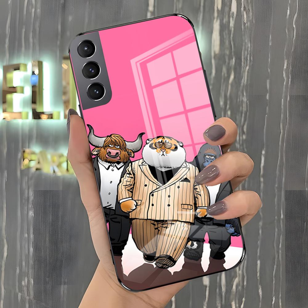 Funny Fat Tiger Phone Case For Samsung S26 S25 Plus S20 S20 Plus S22 Ultra S23 FE S21 Plus S21 Ultra Glass Cover