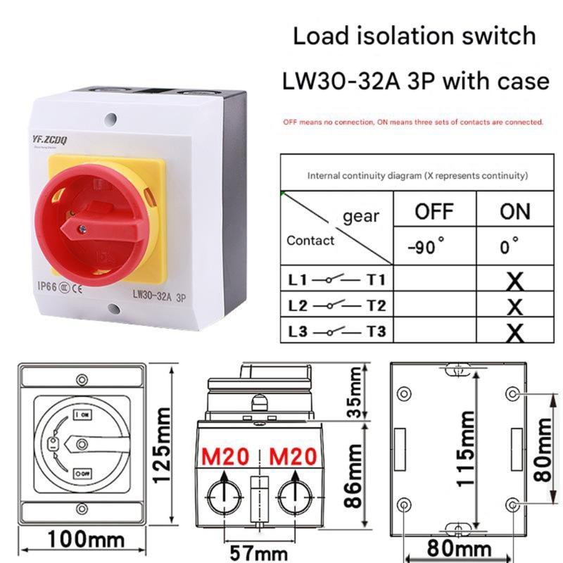 Strong 32Amp 3 Poles Disconnect Switches With Waterproof Enclosures Reliable Insulation for Harsh Environment Use