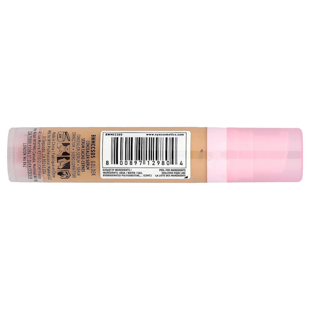 NYX Professional Makeup, Bare With Me, Concealer Serum, 05 Golden, 9.6 ml (0.32 fl oz)
