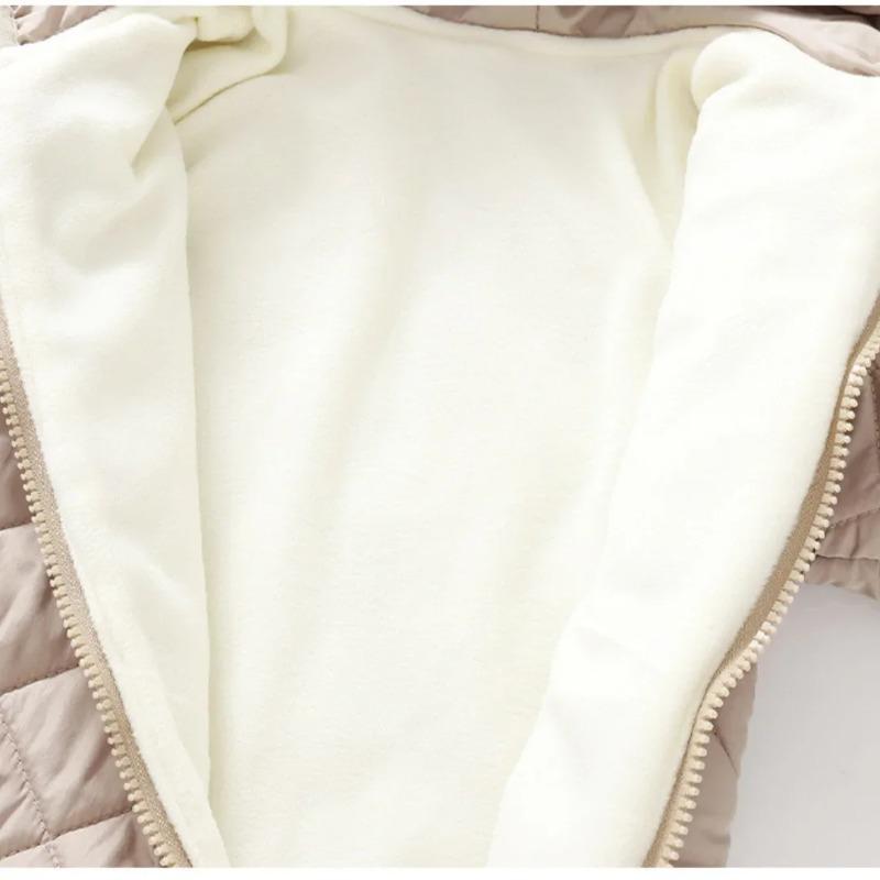 Winter Baby Bodysuit Solid Bear Ear Hooded Thickened Warm Newborn Jumpsuit Soft Toddler One-Piece Outfit
